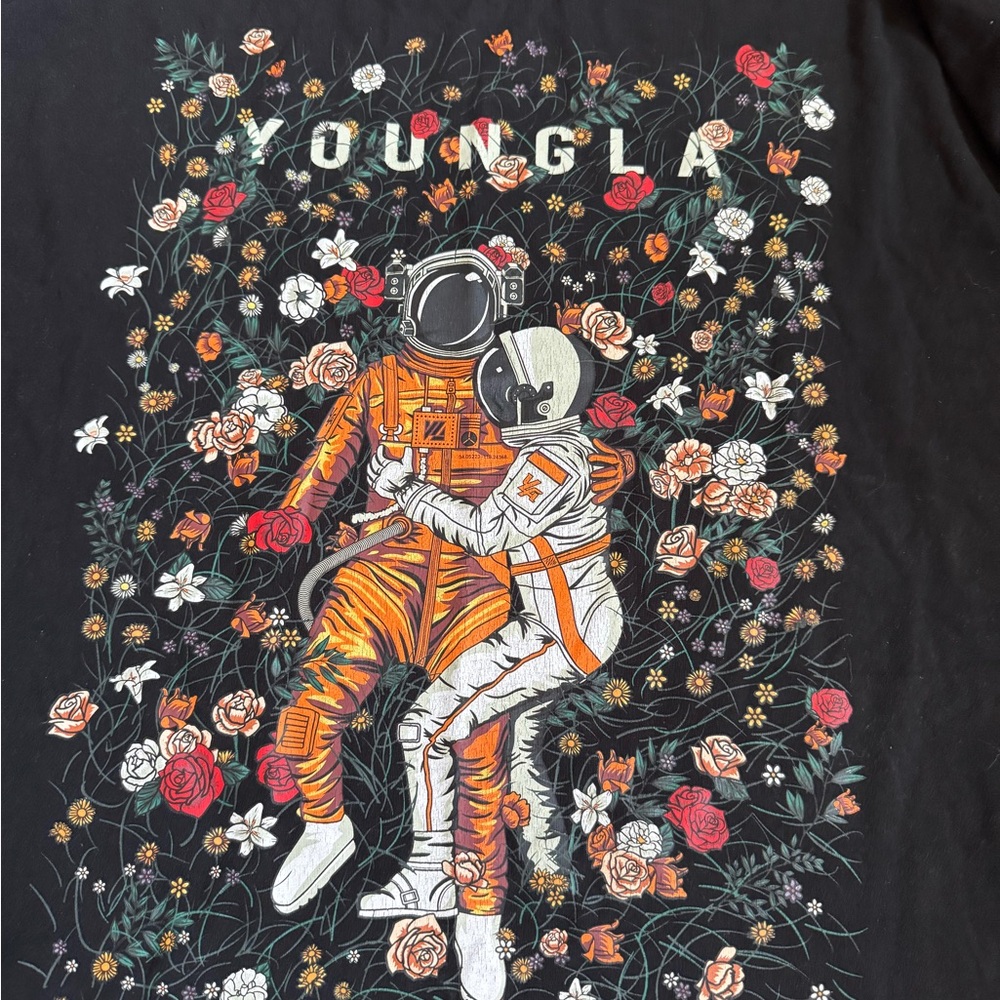 YoungLA Astro Affairs Black Graphic T-Shirt with Astronaut Design Sz XXL - Picture 2 of 6